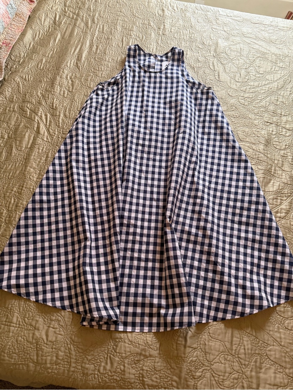 AVN Italy Navy Blue Gingham Swing Dress Minimalist A-Line Trapeze, Euro 40, US S - Picture 4 of 10